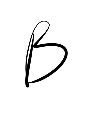 Expressive brush calligraphic handwritten script letters B