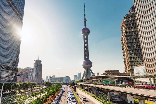 istock business district in Shanghai with television tower 968864354