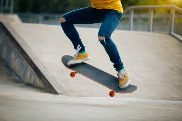 istock skateboarder skateboarding on skatepark ramp 968867638