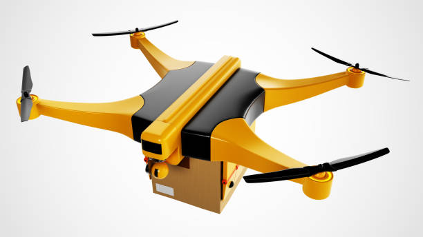 istock Yellow/black delivery drone - isolated on white - Stock image 968868208