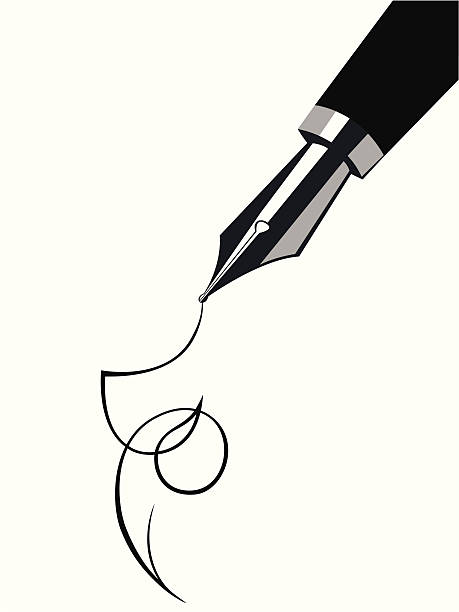 ilustraciones, imágenes clip art, dibujos animados e iconos de stock de pluma estilográfica - signature isolated fountain pen
