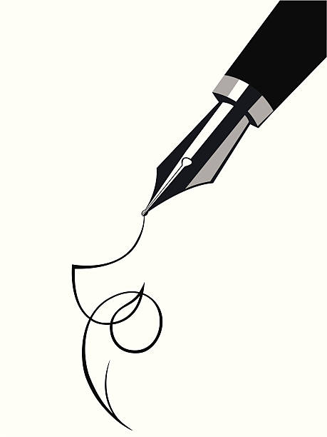 ilustrações de stock, clip art, desenhos animados e ícones de caneta de tinta permanente - signature isolated fountain pen