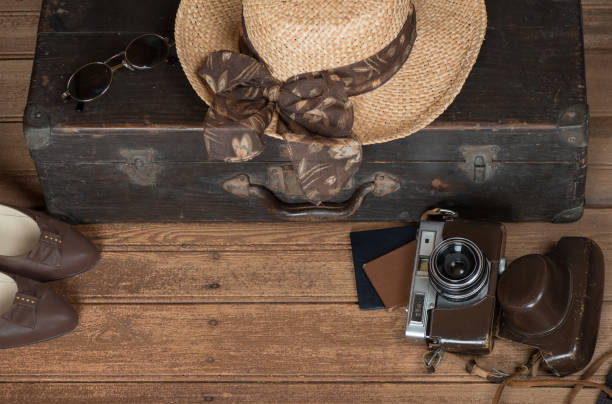 istock vintage packed traveling suitcase 968871156