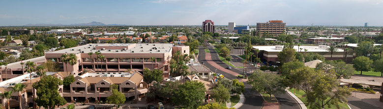 Panorama of the downtown area of Mesa, Arizona.