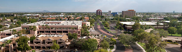 Mesa, Arizona downtown panorama Panorama of the downtown area of Mesa, Arizona. mesa arizona stock pictures, royalty-free photos & images