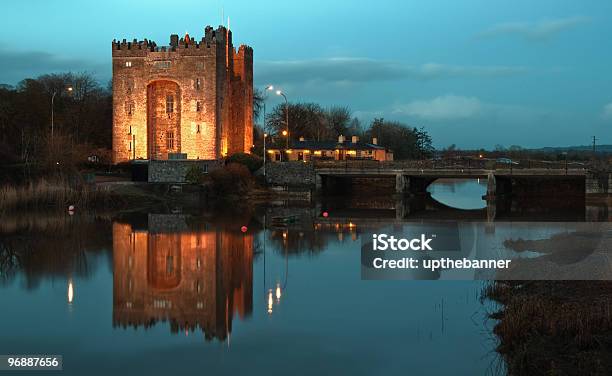 Bunratty Castle At Night Over Looking A River Stock Photo - Download Image Now - Castle, Celtic Style, Irish Culture