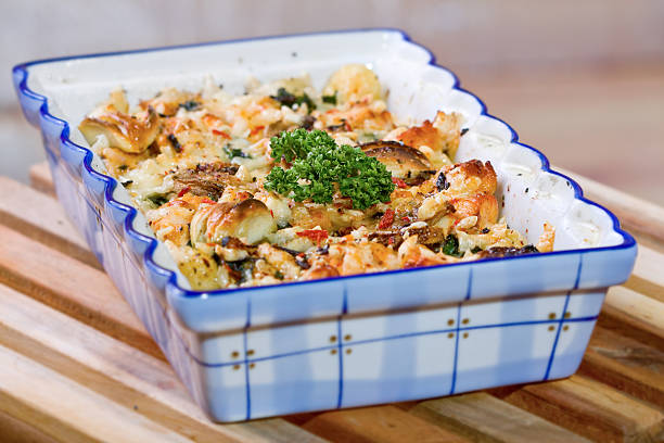 istock Roast gnocchi with spinach and chicken meat 96888500