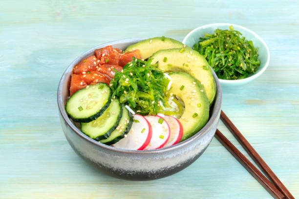 istock Hawaiian tuna poke salad with wakame and sauce 968890260