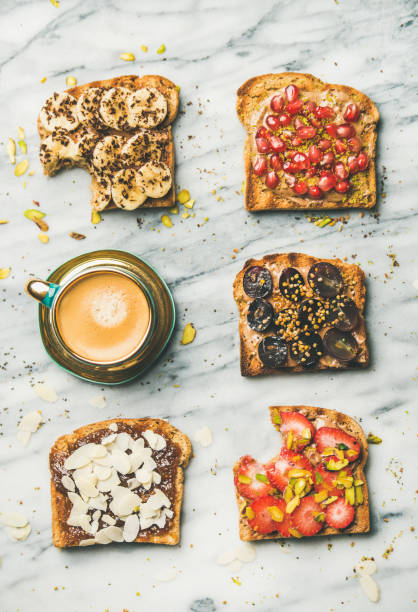 istock Healthy breakfast or snack with wholegrain toasts and coffee 968894188