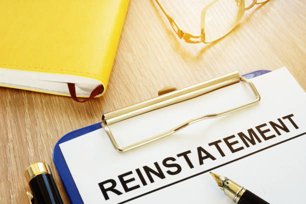 istock Reinstatement on a clipboard and a pen. 968894458