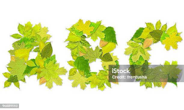 Alfabetoletras Com Verde Folhas - Fotografias de stock e mais imagens de Alfabeto - Alfabeto, Branco, Cor verde