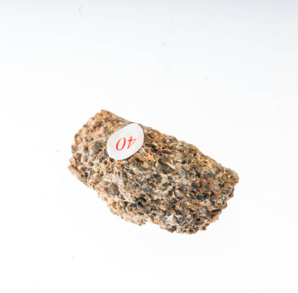 conglomerate mineral sample studio shot with white background