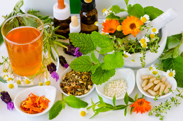 代替医療。ハーブ療法。 - herbal medicine medicine alternative medicine homeopathic medicine ストックフォトと画像