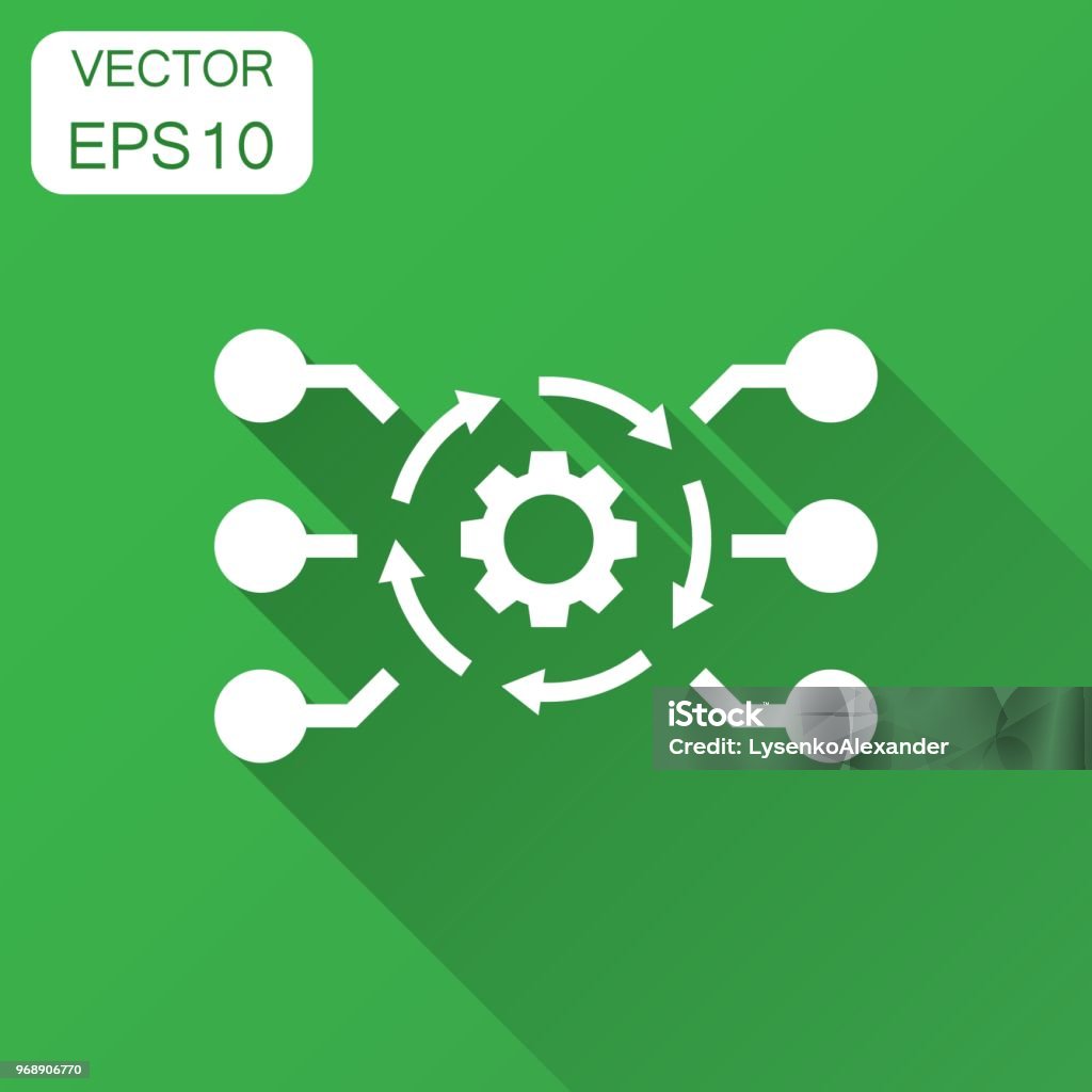 Algorithm Api Software Vector Icon In Flat Style Business Gear With ...