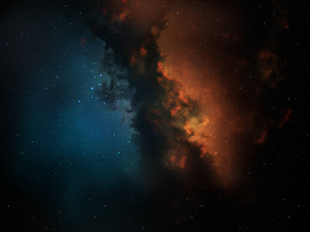 rojo nebulosa & espacio azul - nebula fotografías e imágenes de stock