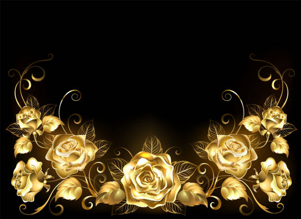 269 Golden Rose With Black Background Illustrations & Clip Art - iStock