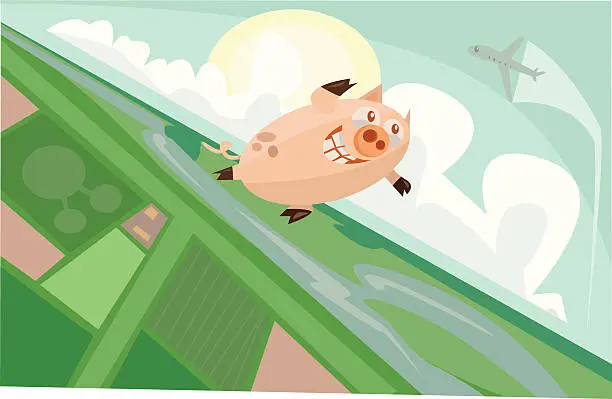 Vector illustration of Metaphor, Saying: When Pigs Fly II