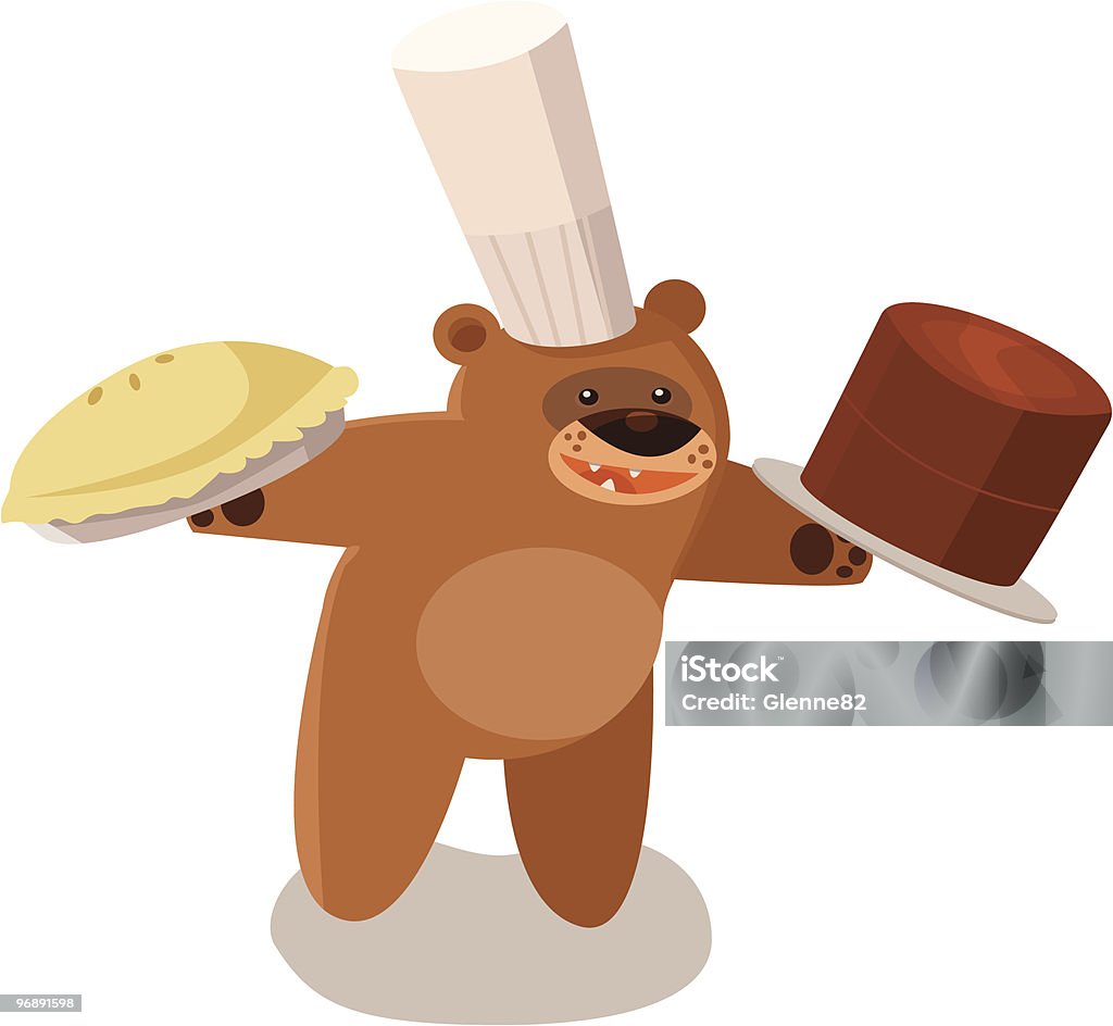 Baker Bear With Pie and Chocolate Cake  Cartoon stock vector
