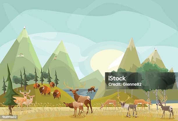 Hoofed Mammals Of North America Stock Illustration - Download Image Now - Mountain Goat, Herd, Moose