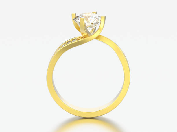 istock 3D illustration gold engagement illusion twisted diamond ring 968917238