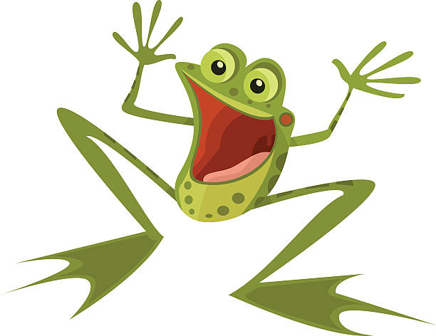 ilustraciones, imágenes clip art, dibujos animados e iconos de stock de rana muy feliz - cheesy grin illustrations