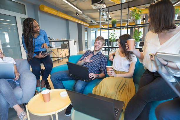 istock Young coworkers in modern office 968918594