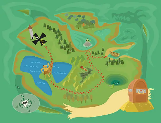 Vector illustration of Treasure Map of Sea Serpent Island