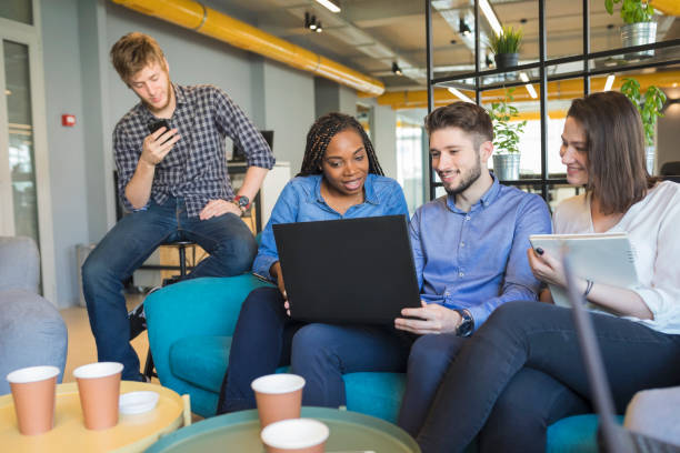 istock Young coworkers in modern office 968920574