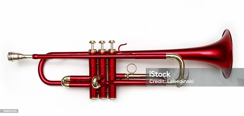 Trompete vermelho - Royalty-free Fundo Branco Foto de stock