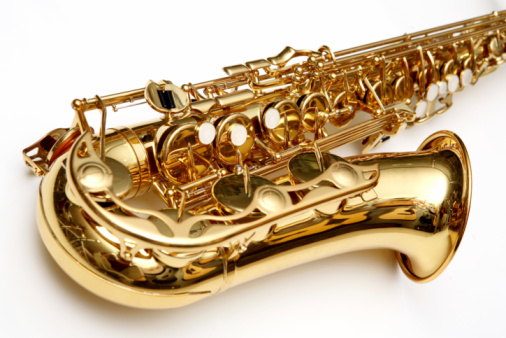 Antique Saxophone Isolated on a White Background with a Clipping Path