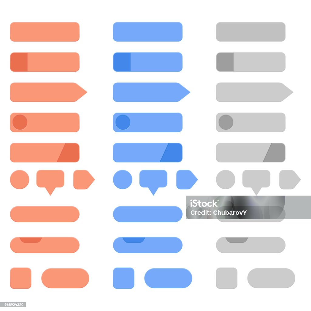 Menu Button Contents Interface Menu Buttons Set Collection Of Blank Colored Web Buttons ...