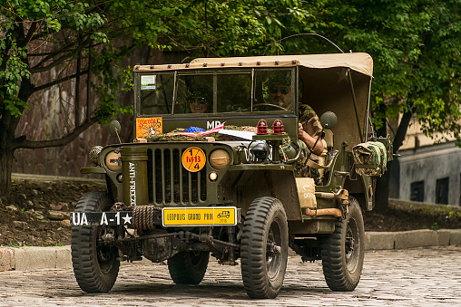 Lviv, Ukraine - June 3, 2018:Old retro car Jeep Willys \
