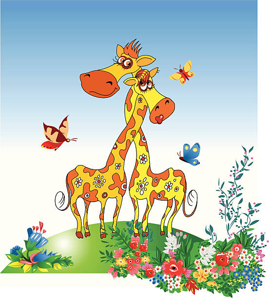illustrazioni stock, clip art, cartoni animati e icone di tendenza di giraffa - splotched