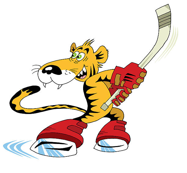 Hockey tiger vector art illustration