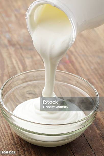 Pouring Sour Cream Stock Photo - Download Image Now - Pouring, Sour Cream, Bowl