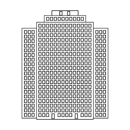 High-rise building, skyscraper,Real Estate Agent single icon in outline style vector symbol stock illustration .