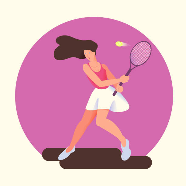 istock The tennis player. Tennis sportswoman in flat with gradient design. It can be used for flyer, banner to sporting events, packing for sports goods. Vector illustration. 968945174