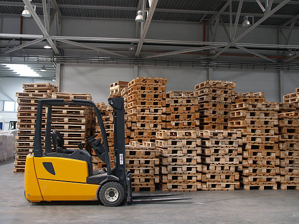 istock A forklift with piles of crates 96895136