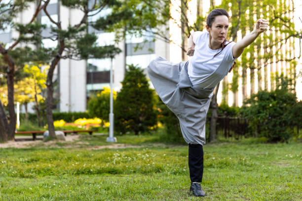 istock Martial art training at the park in Seoul 968956346