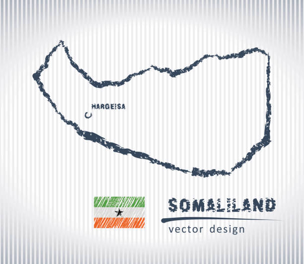 сомалиленд вектор мел рисунок карта изолирована на белом фоне - somalia flag isolated on white grunge stock illustrations