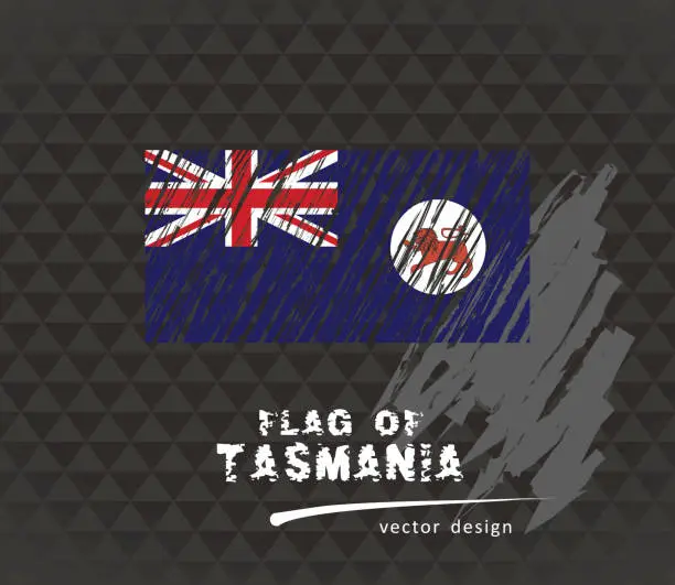 Vector illustration of Flag of Tasmania, vector pen illustration on black background