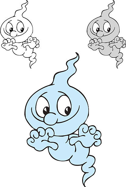 blue ghost vector art illustration