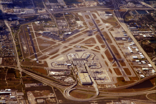 An aerial view of the Miami International Airport.