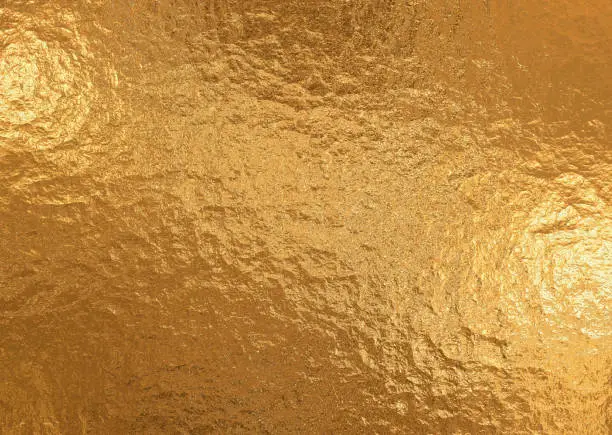 Photo of Gold metallic background, linen texture, bright festive background