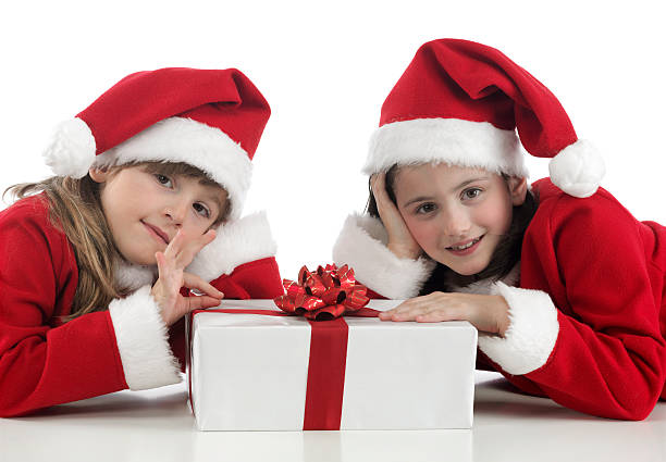 istock two girls with Christmas hat 96898080