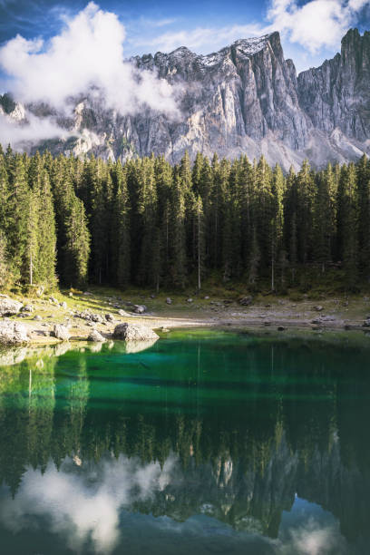 istock view of Lago di Carezza Dolomites Italy 968981230