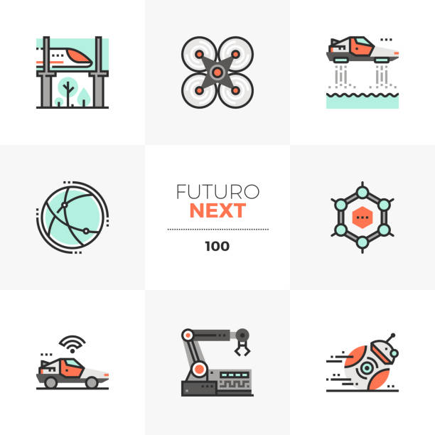 ilustrações de stock, clip art, desenhos animados e ícones de future technology futuro next icons - driverless train