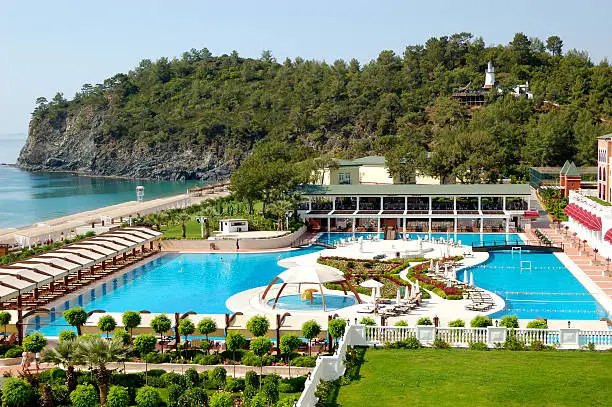 Photo of Turkish resort at Mediterranean Sea, Antalya, Turkey