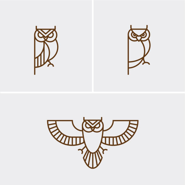 Hipster Linear Owl Logo Owl linear logo/icon design ready to use in corporate identity owl stock illustrations