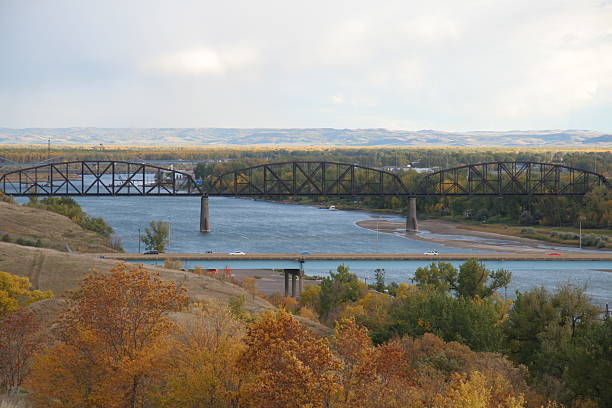 Bismarck Bridges in Fall stock photo